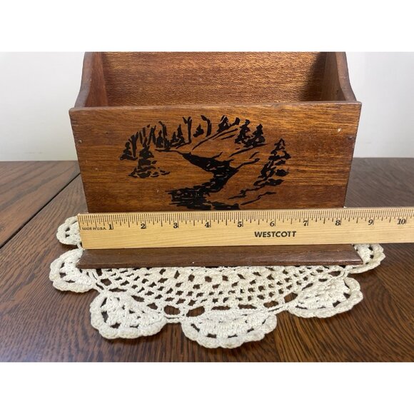 Vintage 1960’s Hand Crafted Wooden Letter Holder Desk Top Style Caddy Organizer - Picture 9 of 12